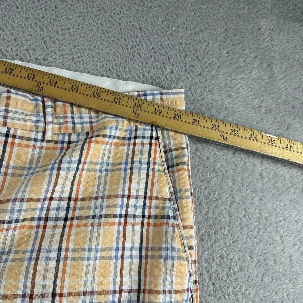 Gino Lussari Seerksucker Shorts‎ Mens 42 Plaid Lightweight Golf Spring Summer